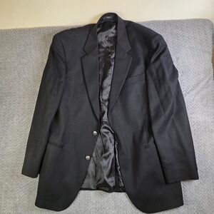 Stafford Executive 46L Black Wool Blazer Sport Coat Mens 100% Wool Long Jacket